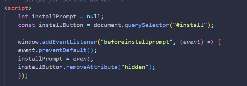 Code of a prompt install message